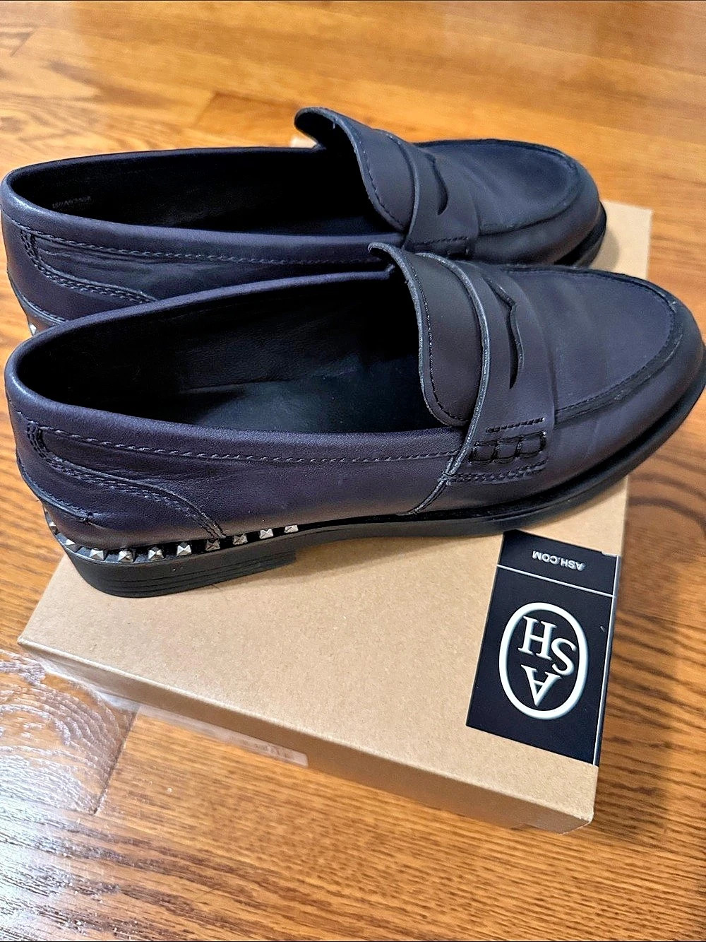 ASH Winona Studded Loafers in Black EU 39